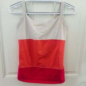 Lululemon Tank Top 6 | Pink Coral White Colorblock Mesh Shelf Bra